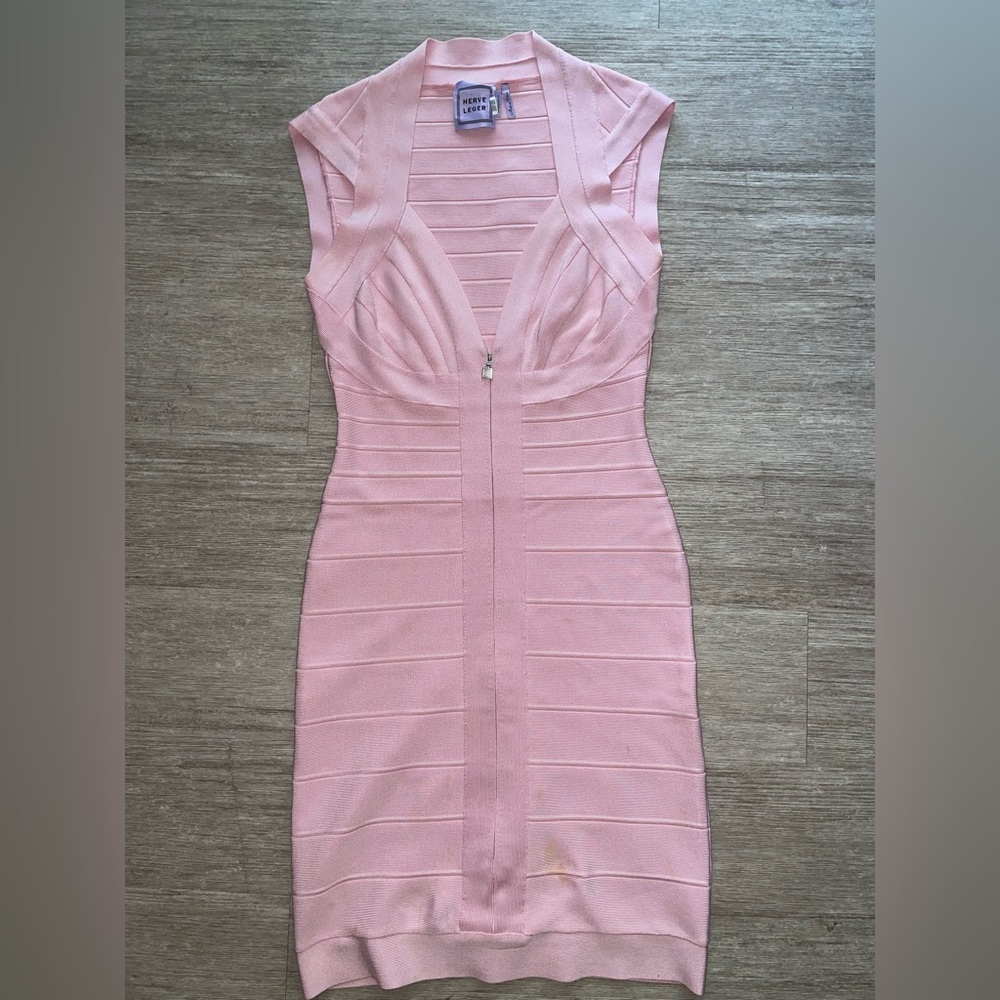 Herve Leger light rose pink bandage dress